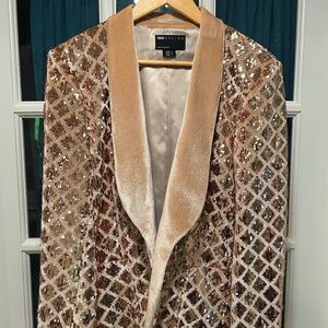 Champagne Sequin and Velvet Suit